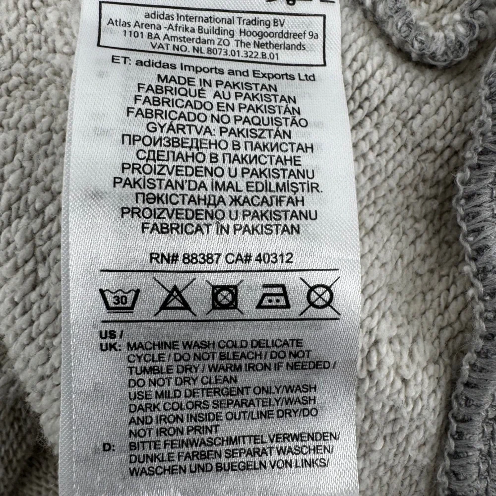 Adidas Originals Trefoil Hoodie Mens Large Gray Pullover Sweatshirt Heavy Thick